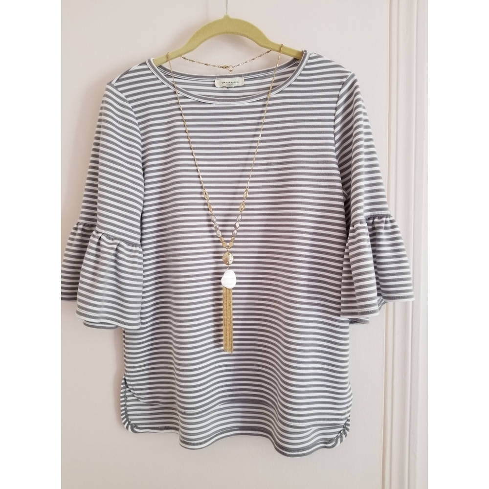 Max Studio striped bell sleeve top